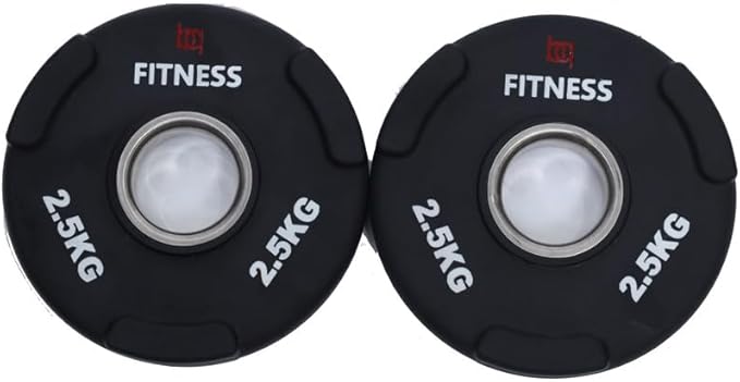 Bq Fitness Weight Plate, 2.5Kg Pieces, Olympic Grip Holes, Black, Rubber Coated